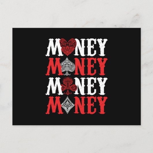Money Casino Player Cards Poker Bluff Gambler Gift ポストカード (正面)