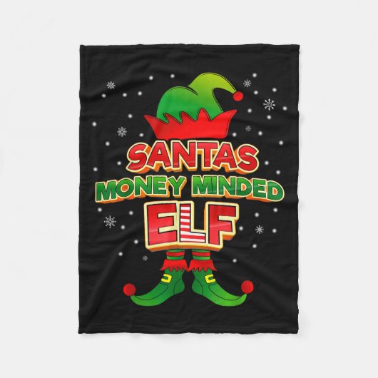 Money Minded Elf Christmas Matching Costumes X-mas フリースブランケット (正面)