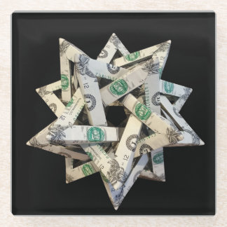 Money Origami Five Intersecting Tetrahedra ガラスコースター