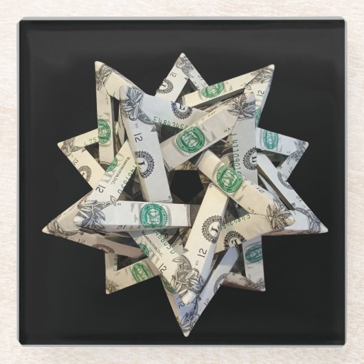 Money Origami Five Intersecting Tetrahedra ガラスコースター (正面)