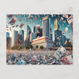 Money Rains Over Singapore – 繁栄はがき シーズンポストカード