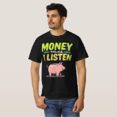Money Talks, I 聞 - Gen ZミームブラックTシャツ Tシャツ (正面フル)