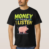 Money Talks, I 聞 - Gen ZミームブラックTシャツ Tシャツ (正面)