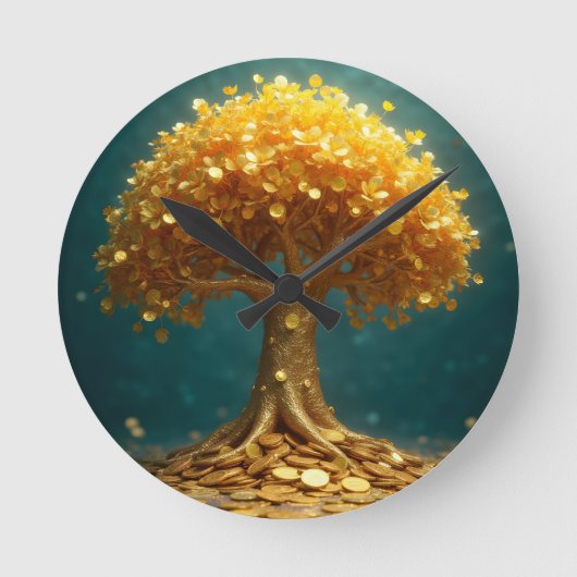 Money tree wall clock ラウンド壁時計 (正面)