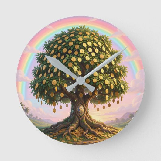 Money tree wall clock ラウンド壁時計 (正面)
