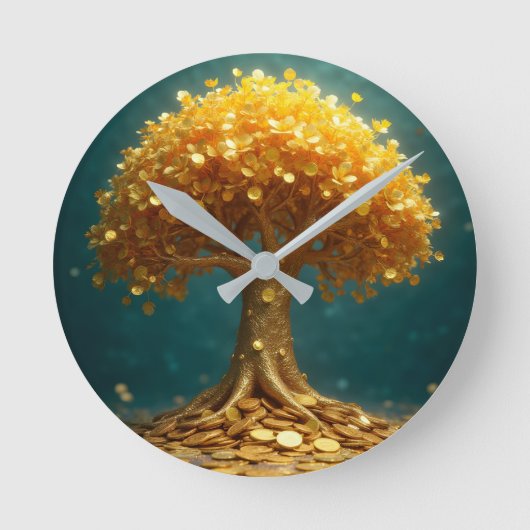 Money tree wall clock ラウンド壁時計 (正面)