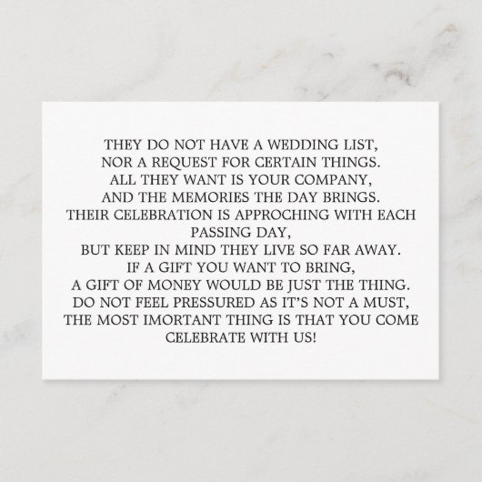 Money Tree/Wishing Well招待状挿入 エンクロージャーカード (正面)