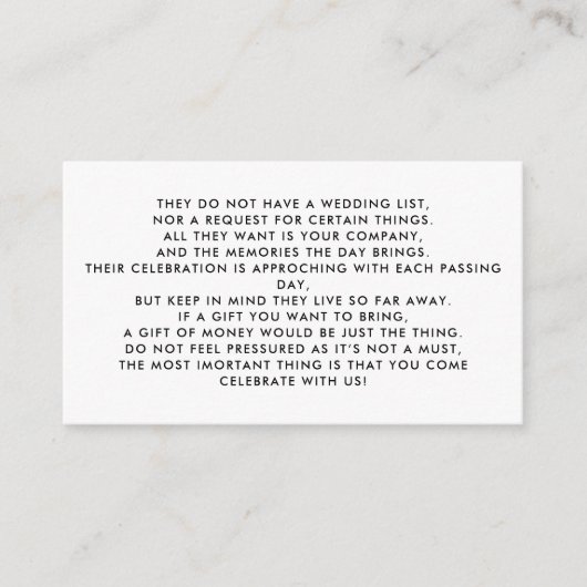 Money Tree/Wishing Well招待状挿入 エンクロージャーカード (正面)