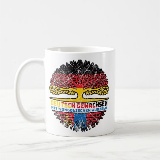 Mongolei Mongolisch Deutsch Deutschland Baum コーヒーマグカップ (左)