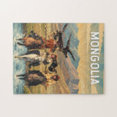 Mongolia Illustration Travel Art Vintage ジグソーパズル (横)