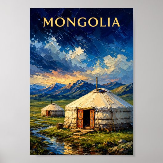 Mongolia: Serene Steppe Nomad Ger Art Souvenir ポスター (正面)