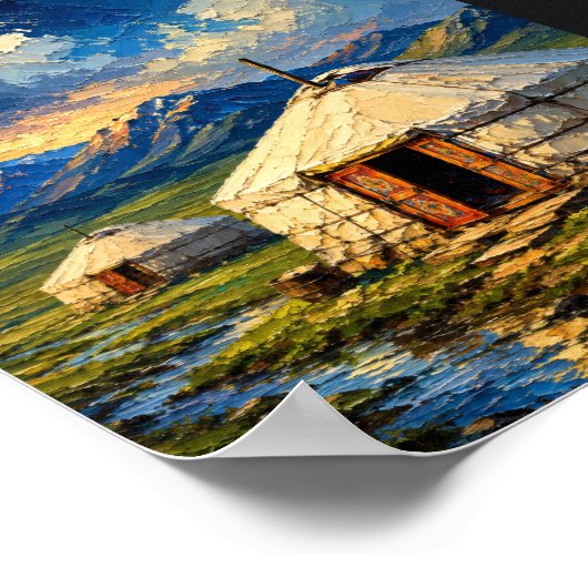 Mongolia: Serene Steppe Nomad Ger Art Souvenir ポスター (角)