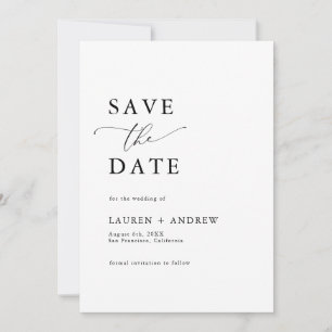 Mongramエレガント Black & White I Save the Date 招待状