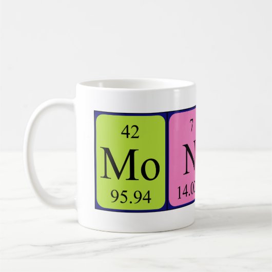 Monica定期表名mug コーヒーマグカップ (左)