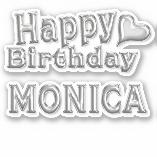 Monica Happy Birthday silver Aufkleber Sticker シール (正面)