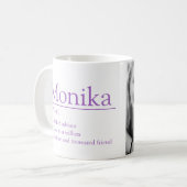 Monika name definition custom photo purple コーヒーマグカップ (正面左)