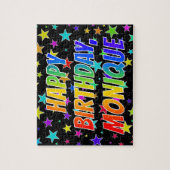 "MONIQUE" 名前、楽しい "HAPPY BIRTHDAY" ジグソーパズル (縦)