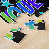 "MONIQUE"名、おもしろい"ハッピーバースデー" ジグソーパズル (側面)