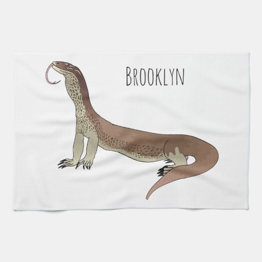 Monitor lizard cartoon illustration キッチンタオル (横)