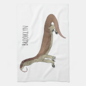 Monitor lizard cartoon illustration キッチンタオル (縦)