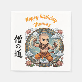 Monk Martial Arts Anime Chibi Gamer Birthday スタンダードカクテルナプキン