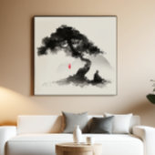 Monk & Pine - Zen Ink Wall Art - Minimal Decor ポスター