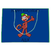 'MONKEY'ハッピーバースデー名パーソナライズされた抱き枕 ラージペーパーバッグ (正面)