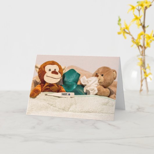 MonKey詰まったとBear Get Well Card カード (黄色い花)