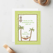 Monkey のまわりに Baby Shower Thank you notes ノートカード (正面/裏面インサイチュ)