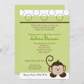 MONKEY ポップ・アートの 5x7グリーンニュートラル赤ちゃんシャワー 招待状 (正面/裏面)