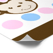 Monkey モダン TWINSカスタマイズ可能な誕生日バナー ポスター (角)