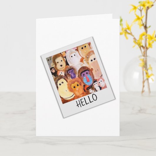Monkey 考え's of You Greeting Card カード (黄色い花)