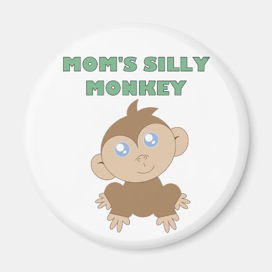 Monkey -間抜け標準、2 1/4インチラウンドマグネット マグネット (正面)