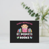 Monkey And Books Funny Saying With Book ポストカード (スタンド正面)