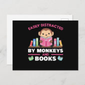 Monkey And Books Funny Saying With Book ポストカード (正面/裏面)
