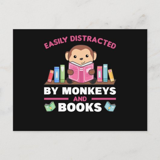 Monkey And Books Funny Saying With Book ポストカード (正面)