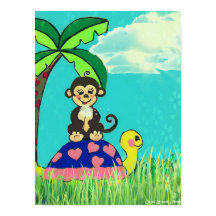 Monkey and Turtle Poster by Carol Zeock