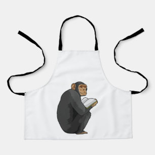 Monkey as おたくwith Book エプロン