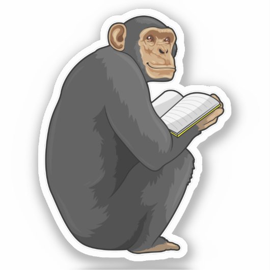 Monkey as おたくwith Book シール (正面)
