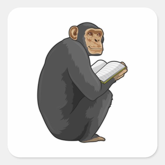 Monkey as おたくwith Book スクエアシール (正面)