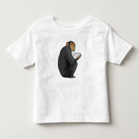 Monkey as おたくwith Book トドラーTシャツ (正面)