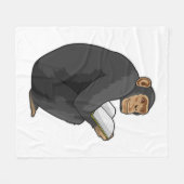 Monkey as おたくwith Book フリースブランケット (正面(横))