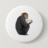 Monkey as おたくwith Book 缶バッジ (正面)