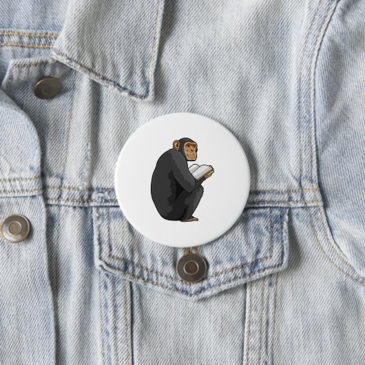 Monkey as おたくwith Book 缶バッジ (インサイチュ)