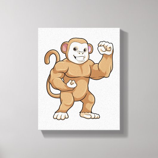 Monkey as Bodybuilder atボディビル キャンバスプリント (正面)
