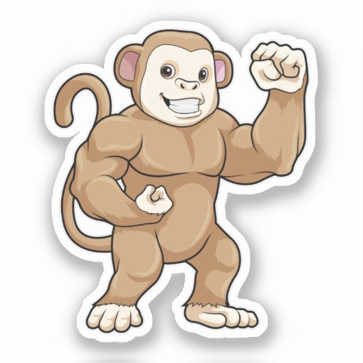 Monkey as Bodybuilder atボディビル シール (正面)