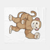 Monkey as Bodybuilder atボディビル フリースブランケット (正面(横))