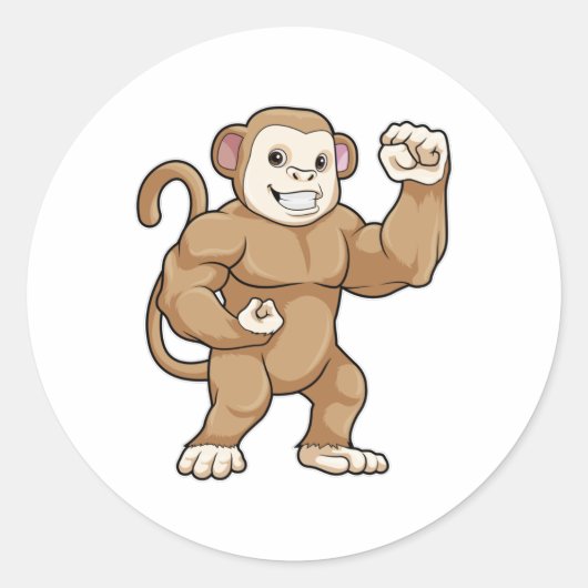 Monkey as Bodybuilder atボディビル ラウンドシール (正面)