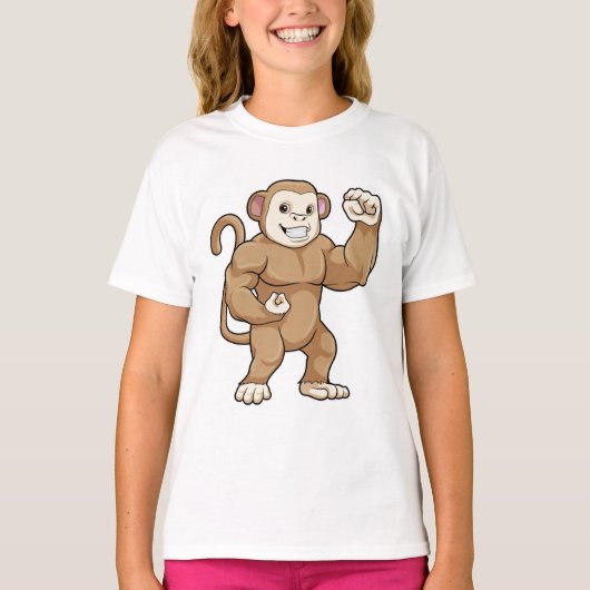 Monkey as Bodybuilder atボディビル Tシャツ (正面)