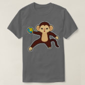 Monkey as Handball Player with Handball 2 Tシャツ (デザイン正面)